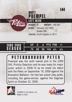2009-10 In The Game Heroes and Prospects #144 Matt Puempel Back