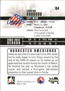 2009-10 In The Game Heroes and Prospects #154 Evgeny Dadonov Back