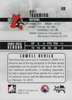 2009-10 In The Game Heroes and Prospects #168 Matt Taormina Back