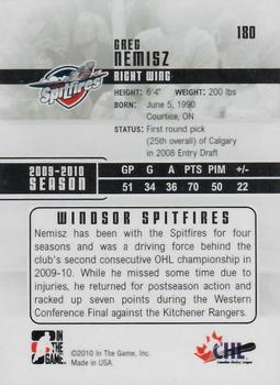 2009-10 In The Game Heroes and Prospects #180 Greg Nemisz Back