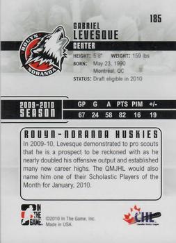 2009-10 In The Game Heroes and Prospects #185 Gabriel Levesque Back