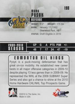 2009-10 In The Game Heroes and Prospects #198 Mark Pysyk Back