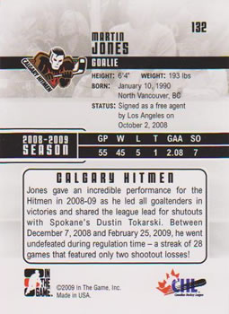 2009-10 In The Game Heroes and Prospects #132 Martin Jones Back