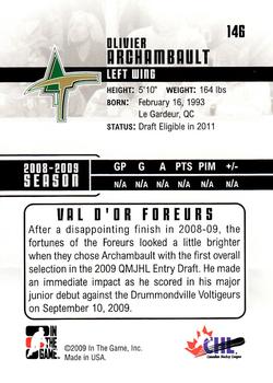 2009-10 In The Game Heroes and Prospects #146 Olivier Archambault Back