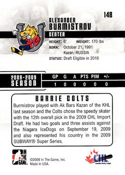 2009-10 In The Game Heroes and Prospects #148 Alexander Burmistrov Back