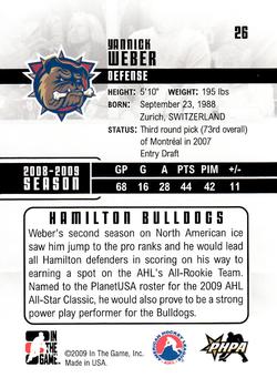2009-10 In The Game Heroes and Prospects #26 Yannick Weber Back