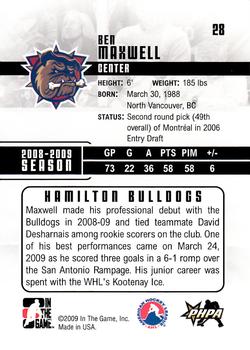 2009-10 In The Game Heroes and Prospects #28 Ben Maxwell Back