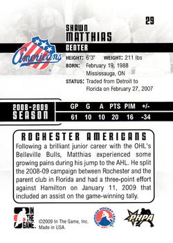 2009-10 In The Game Heroes and Prospects #29 Shawn Matthias Back