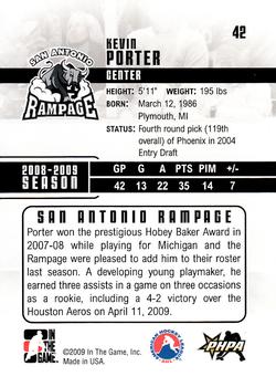 2009-10 In The Game Heroes and Prospects #42 Kevin Porter Back