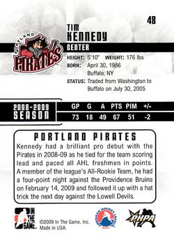 2009-10 In The Game Heroes and Prospects #48 Tim Kennedy Back