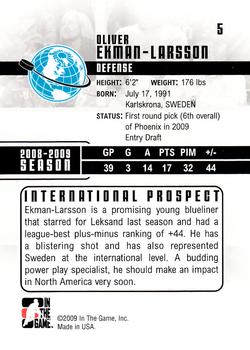 2009-10 In The Game Heroes and Prospects #5 Oliver Ekman-Larsson Back