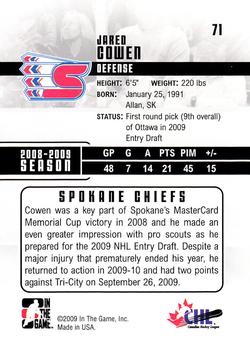 2009-10 In The Game Heroes and Prospects #71 Jared Cowen Back
