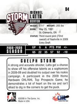 2009-10 In The Game Heroes and Prospects #84 Michael Latta Back
