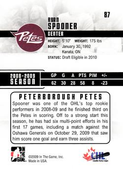 2009-10 In The Game Heroes and Prospects #87 Ryan Spooner Back