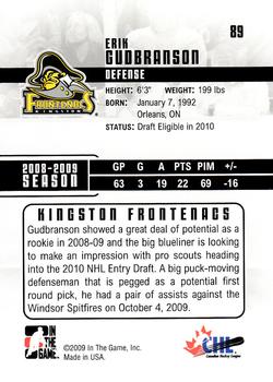 2009-10 In The Game Heroes and Prospects #89 Erik Gudbranson Back