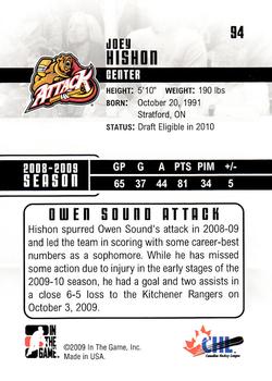 2009-10 In The Game Heroes and Prospects #94 Joey Hishon Back