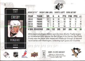 2009-10 SPx #1 Sidney Crosby Back