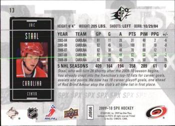 2009-10 SPx #13 Eric Staal Back