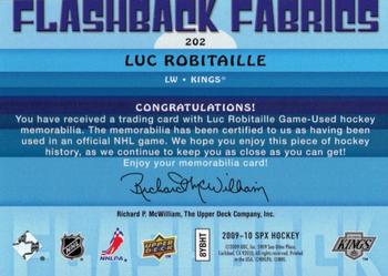 2009-10 SPx #202 Luc Robitaille Back