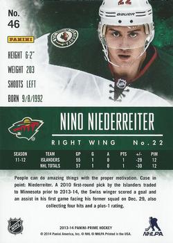 2013-14 Panini Prime - Holo Gold #46 Nino Niederreiter Back