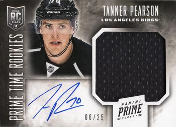 2013-14 Panini Prime - Prime Time Rookies Jerseys Autographs #RK-TP Tanner Pearson Front