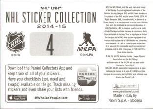 2014-15 Panini Stickers #4 Boston Bruins Home Jersey Back