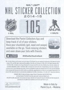 2014-15 Panini Stickers #105 New Jersey Devils Team Logo Back