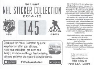 2014-15 Panini Stickers #145 Ottawa Senators Away Jersey Back