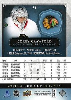 2013-14 Upper Deck The Cup #14 Corey Crawford Back
