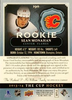 2013-14 Upper Deck The Cup #190 Sean Monahan Back