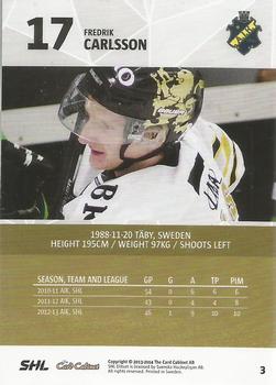 2013-14 SHL Elitset #3 Fredrik Carlsson Back