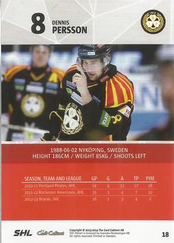 2013-14 SHL Elitset #18 Dennis Persson Back