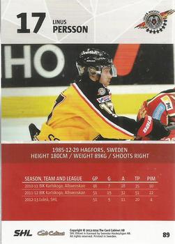 2013-14 SHL Elitset #89 Linus Persson Back
