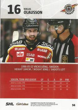 2013-14 SHL Elitset #94 Niklas Olausson Back