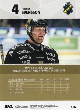 2013-14 SHL Elitset #156 Fredrik Svensson Back