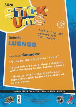 2009-10 Collector's Choice - Stick-Ums #SU28 Roberto Luongo Back
