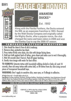 2009-10 Collector's Choice - Badge of Honor #BH1 Anaheim Ducks Logo Back