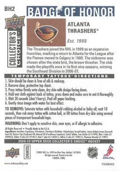 2009-10 Collector's Choice - Badge of Honor #BH2 Atlanta Thrashers Logo Back
