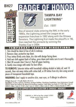 2009-10 Collector's Choice - Badge of Honor #BH27 Tampa Bay Lightning Logo Back