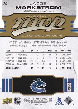 2014-15 Upper Deck MVP - Colors and Contours #74 Jacob Markstrom Back