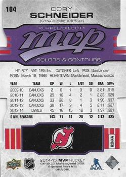 2014-15 Upper Deck MVP - Colors and Contours #104 Cory Schneider Back