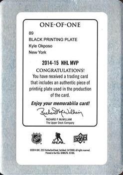 2014-15 Upper Deck MVP - Printing Plates Black #89 Kyle Okposo Back