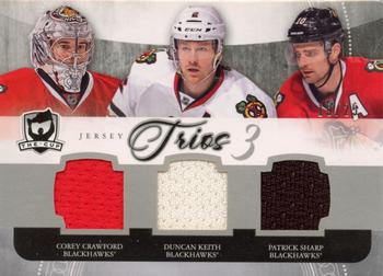 2011-12 Upper Deck The Cup - Trios Jerseys #C3-CHI Corey Crawford / Duncan Keith / Patrick Sharp Front