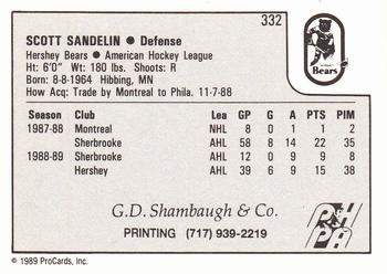 1989-90 ProCards AHL #332 Scott Sandelin Back