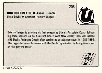 1989-90 ProCards AHL #208 Bob Hoffmeyer Back
