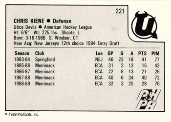 1989-90 ProCards AHL #221 Chris Kiene Back