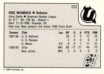 1989-90 ProCards AHL #222 Eric Weinrich Back