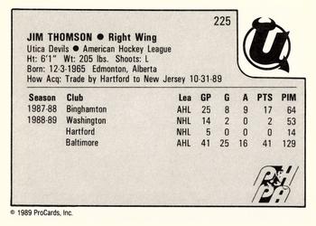 1989-90 ProCards AHL #225 Jim Thomson Back