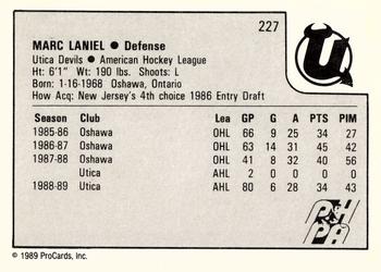 1989-90 ProCards AHL #227 Marc Laniel Back