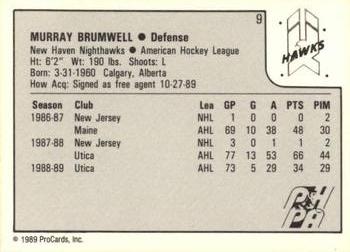 1989-90 ProCards AHL #9 Murray Brumwell Back